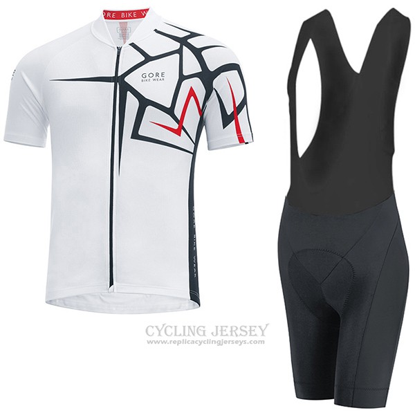 2017 Cycling Jersey Gore Bike Wear Power Adrenaline White Short Sleeve and Bib Short